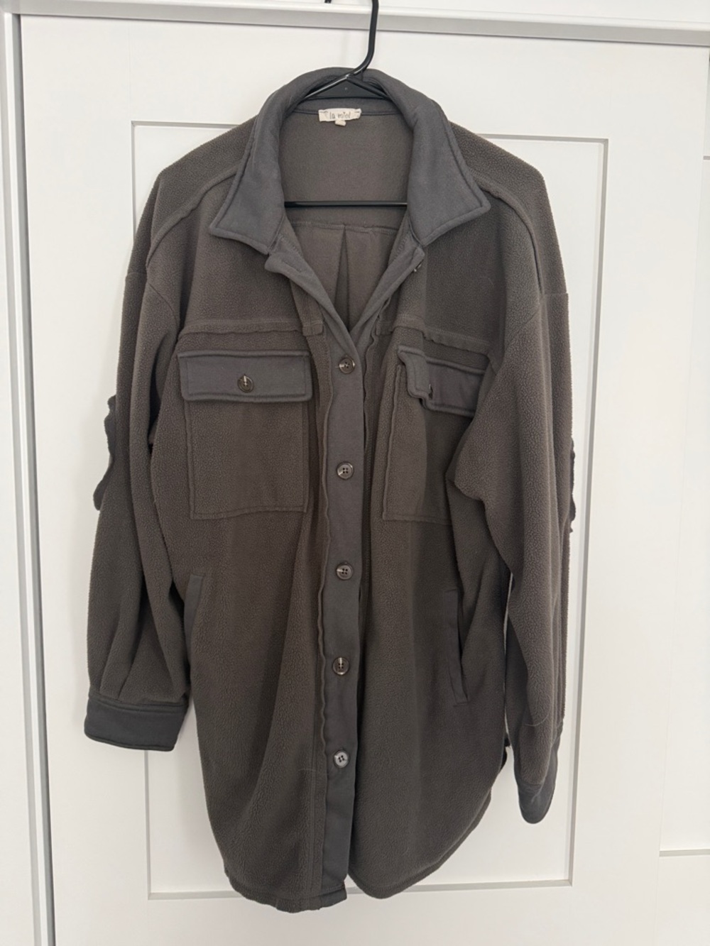 LA MIEL Men's Military-Style Charcoal Fleece Field Jacket